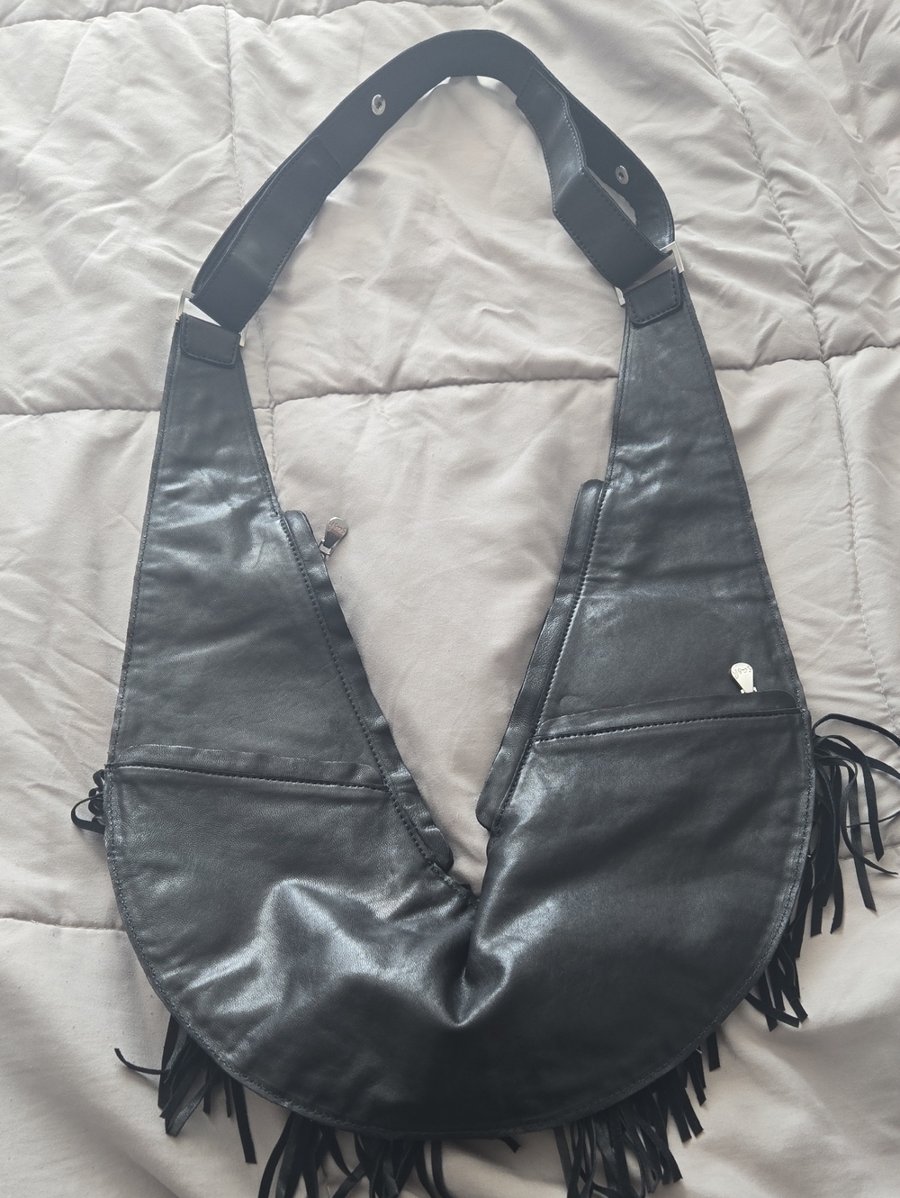 SASH 100% Genuine Leather Black Fringe Travel Bag With RFID Protection - Picture 15 of 16